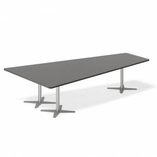 Konferencebord DNA, Antracit 3200x1800 mm trapezformet, Alugrå understel