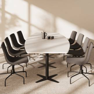 Konferencebord DNA, Lysgr&aring; 3200x1200 mm b&aring;dformet, Sort understel