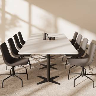 Konferencebord DNA, Lysgr&aring; 3200x1200 mm rektangul&aelig;rt, Sort understel