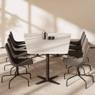 Konferencebord DNA, Lysgr&aring; 3200x1800 mm trapezformet, Sort understel