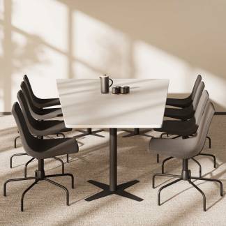 Konferencebord DNA, Lysgr&aring; 3200x1800 mm trapezformet, Sort understel