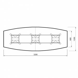 Konferencebord DNA, Hvid 3200x1200 mm b&aring;dformet, Sort understel
