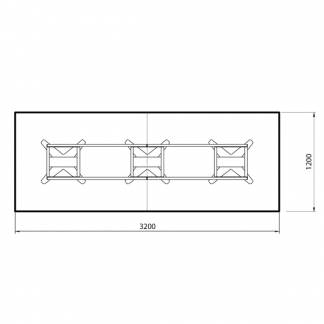 Konferencebord DNA, Hvid 3200x1200 mm rektangul&aelig;rt, Hvid understel