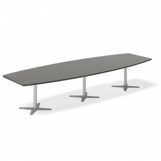 Konferencebord DNA, Antracit 3800x1200 mm b&aring;dformet, Alugr&aring; understel