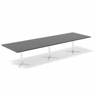 Konferencebord DNA, Antracit 3800x1200 mm rektangul&aelig;rt, Hvid understel