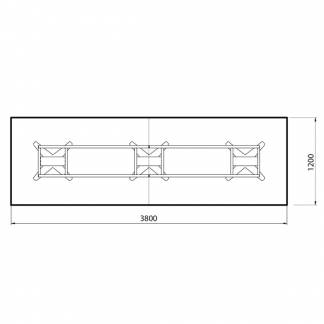 Konferencebord DNA, Lysgr&aring; 3800x1200 mm rektangul&aelig;rt, Sort understel