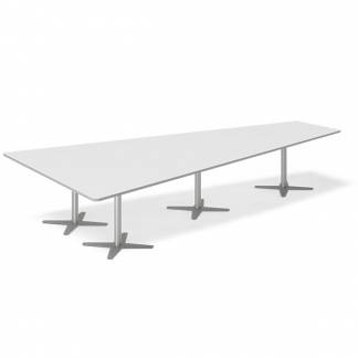 Konferencebord DNA, Lysgr&aring; 3800x1990 mm trapezformet, Alugr&aring; understel