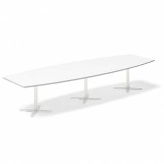 Konferencebord DNA, Hvid 3800x1200 mm b&aring;dformet, Hvid understel