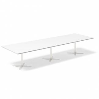 Konferencebord DNA, Hvid 3800x1200 mm rektangulært, Hvid understel