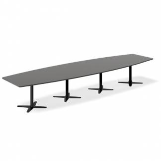 Konferencebord DNA, Antracit 4400x1200 mm bådformet, Sort understel