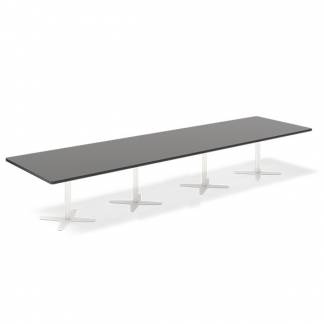 Konferencebord DNA, Antracit 4400x1200 mm rektangul&aelig;rt, Hvid understel
