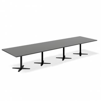 Konferencebord DNA, Antracit 4400x1200 mm rektangul&aelig;rt, Sort understel