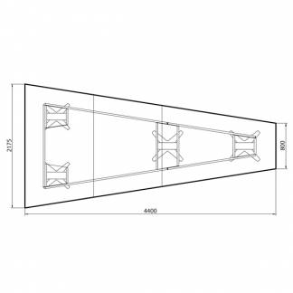 Konferencebord DNA, Antracit 4400x2175 mm trapezformet, Sort understel