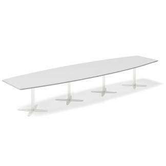 Konferencebord DNA, Lysgr&aring; 4400x1200 mm b&aring;dformet, Hvid understel