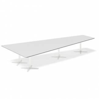 Konferencebord DNA, Lysgr&aring; 4400x2175 mm trapezformet, Hvid understel