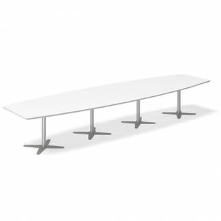 Konferencebord DNA, Hvid 4400x1200 mm b&aring;dformet, Alugr&aring; understel