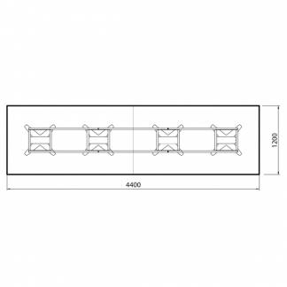 Konferencebord DNA, Hvid 4400x1200 mm rektangul&aelig;rt, Sort understel