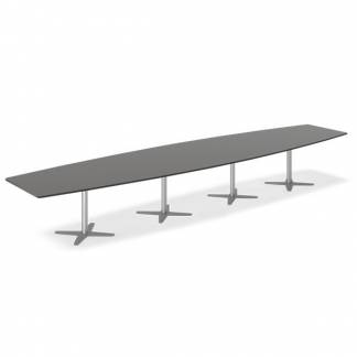 Konferencebord DNA, Antracit 5000x1200 mm b&aring;dformet, Alugr&aring; understel