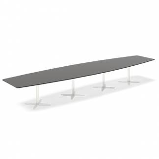 Konferencebord DNA, Antracit 5000x1200 mm bådformet, Hvid understel