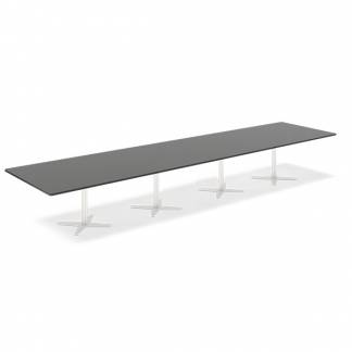 Konferencebord DNA, Antracit 5000x1200 mm rektangul&aelig;rt, Hvid understel
