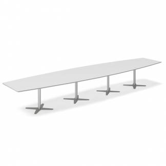 Konferencebord DNA, Lysgrå 5000x1200 mm bådformet, Alugrå understel