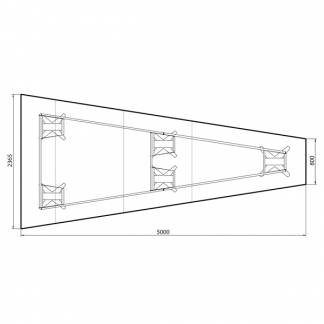 Konferencebord DNA, Lysgr&aring; 5000x2365 mm trapezformet, Sort understel