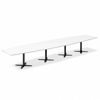 Konferencebord DNA, Hvid 5000x1200 mm b&aring;dformet, Sort understel