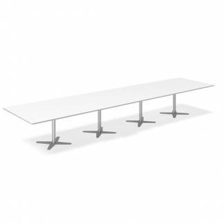 Konferencebord DNA, Hvid 5000x1200 mm rektangul&aelig;rt, Alugr&aring; understel