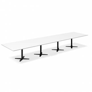 Konferencebord DNA, Hvid 5000x1200 mm rektangulært, Sort understel