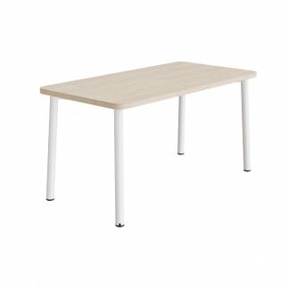 Bord Add 590, 1400x700 mm højde 720 mm med lydabsorberende hvidpigmenteret eg, hvidt stel