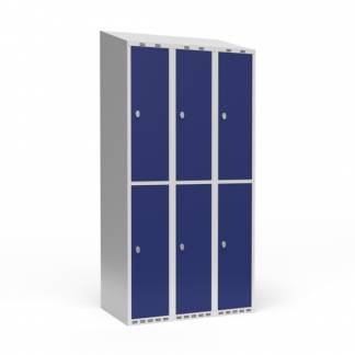 Garderobeskab 3x300 mm Skr&aring;t tag 2 rum i h&oslash;jden Bl&aring; d&oslash;r Greb for h&aelig;ngel&aring;s