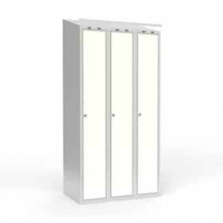 Skoleskab 3x300 Skr&aring;t tag 1 rum i h&oslash;jden Hvid laminatd&oslash;r Greb for h&aelig;ngel&aring;s