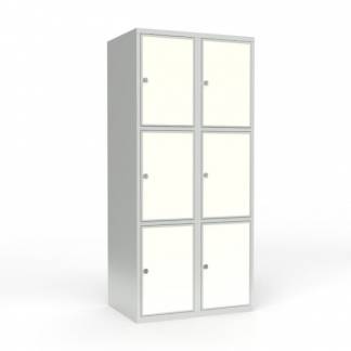 Skoleskab 2x400 Lige tag 3 rum i h&oslash;jden Hvid laminatd&oslash;r Greb for h&aelig;ngel&aring;s