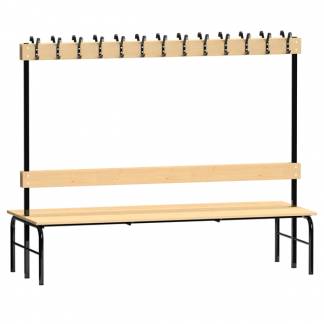 Garderobestativ Dobbeltsidet, sort stel og b&aelig;nks&aelig;de i fyr, bredde 2000 mm