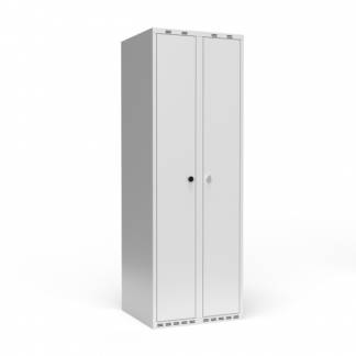 Parskab 300+300 mm m/lige tag, 2 lys gr&aring; d&oslash;re med parvis l&aring;s m/greb for h&aelig;ngel&aring;s