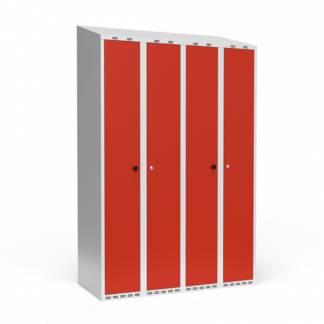 Dobbeltskab/parskab 300+300 mm Skr&aring;t tag 4-s&oslash;jlet Parvis l&aring;s R&oslash;d d&oslash;r Greb for h&aelig;ngel&aring;s