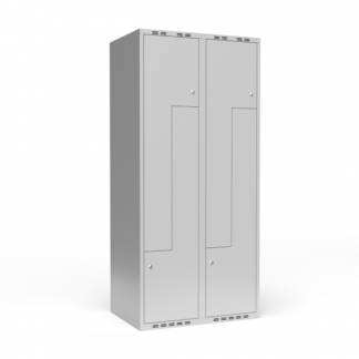 Garderobeskab 2x400 mm lige tag, 2-delt s&oslash;jle Lys gr&aring; Z-d&oslash;r m/cylinderl&aring;s