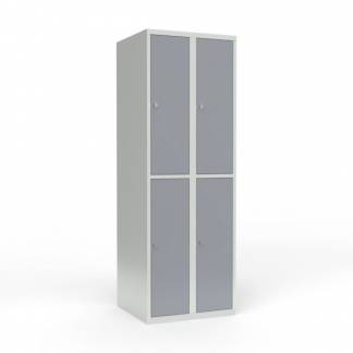 Skoleskab 2x300 Lige tag 2 rum i h&oslash;jden Gr&aring; st&aring;ld&oslash;r Greb for h&aelig;ngel&aring;s