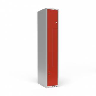 Garderobeskab 1x300 mm Lige tag 2-delt søjle Z-dør Rød dør Cylinderlås