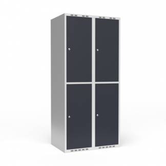 Garderobeskab 2x400 mm Lige tag 2 rum i højden Antracit dør Cylinderlås