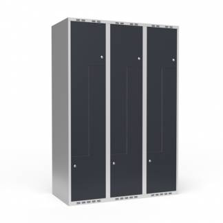 Garderobeskab 3x400 mm Lige tag 2-delt søjle Z-dør Antracit dør Cylinderlås