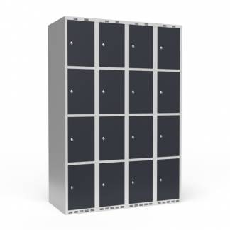 Garderobeskab 4x300 mm Lige tag 4 rum i h&oslash;jden Antracit d&oslash;r Cylinderl&aring;s