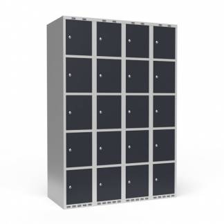 Garderobeskab 4x300 mm Lige tag 5 rum i h&oslash;jden Antracit d&oslash;r Cylinderl&aring;s