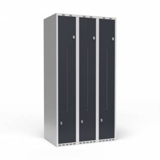 Garderobeskab 3x300 mm Lige tag 2-delt søjle Z-dør Antracit dør Greb for hængelås