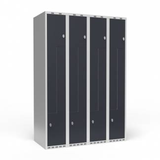 Garderobeskab 4x300 mm Lige tag 2-delt s&oslash;jle Z-d&oslash;r Antracit d&oslash;r Greb for h&aelig;ngel&aring;s