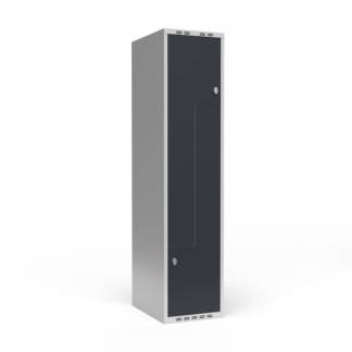 Garderobeskab 1x400 mm Lige tag 2-delt søjle Z-dør Antracit dør Greb for hængelås