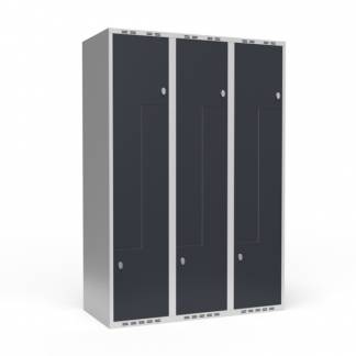 Garderobeskab 3x400 mm Lige tag 2-delt søjle Z-dør Antracit dør Greb for hængelås