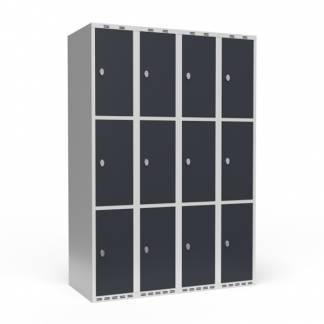 Garderobeskab 4x300 mm Lige tag 3 rum i højden Antracit dør Greb for hængelås