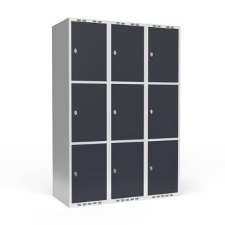 Garderobeskab 3x400 mm Lige tag 3 rum i h&oslash;jden Antracit d&oslash;r Greb for h&aelig;ngel&aring;s