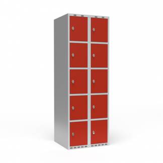 Garderobeskab 2x300 mm Lige tag 5 rum i h&oslash;jden R&oslash;d d&oslash;r Greb for h&aelig;ngel&aring;s